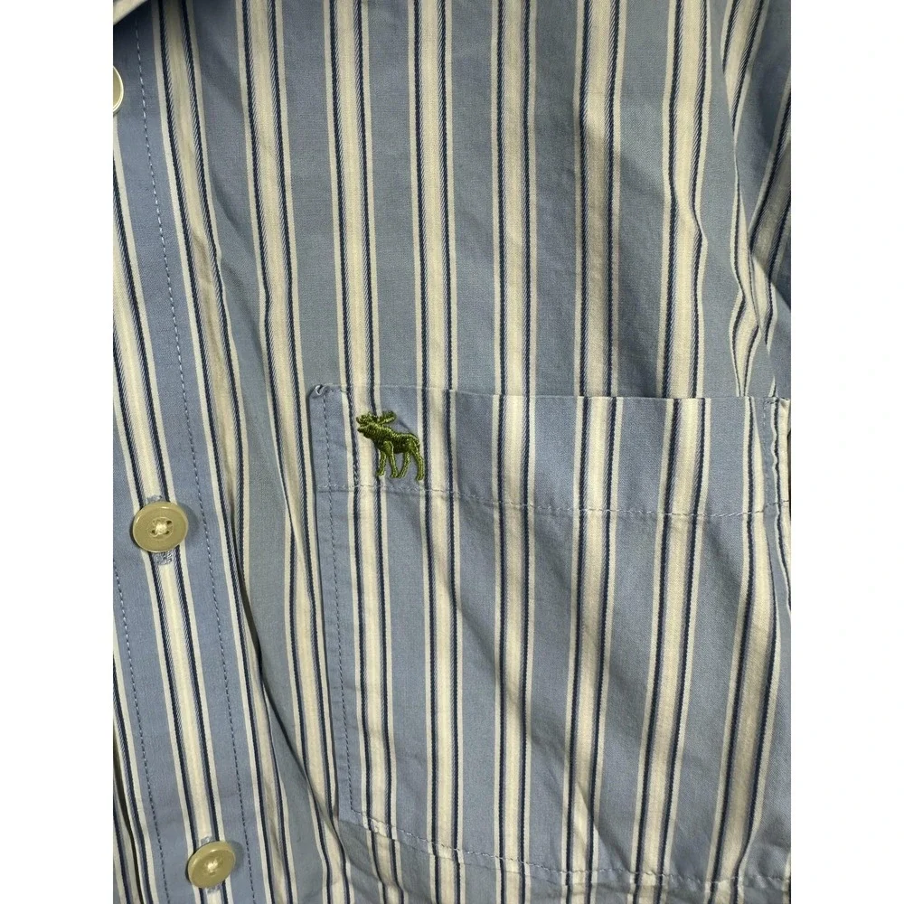 Abercrombie & Fitch Shirt Mens Large Muscle Fit Long Sleeve Striped Pocket Casua